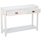Console Sofa Table avec étagère de rangement / 2 tiroirs, Blanc
