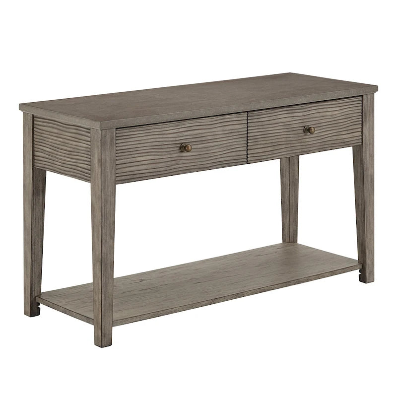 Table basse en fibrociment gris, finition gris vintage, avec étagères