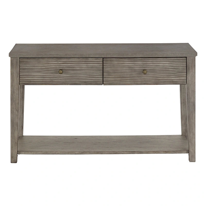 Table basse en fibrociment gris, finition gris vintage, avec étagères