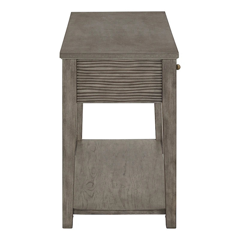 Table basse en fibrociment gris, finition gris vintage, avec étagères