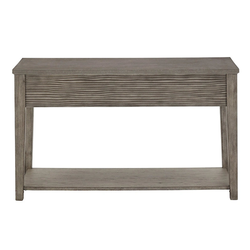 Table basse en fibrociment gris, finition gris vintage, avec étagères