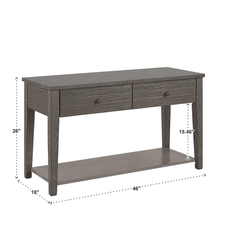 Table basse en fibrociment gris, finition gris vintage, avec étagères