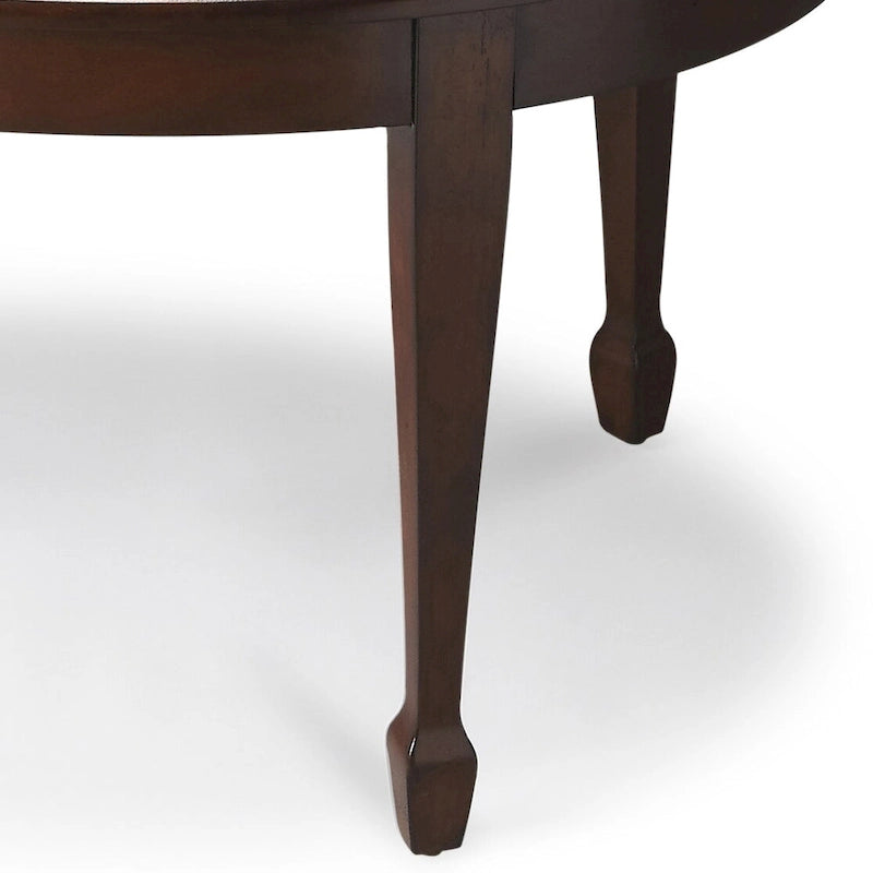 Table basse ovale 38" L, placage d'érable marqueté plissé, bois de peuplier, assemblage tenon-mortaise