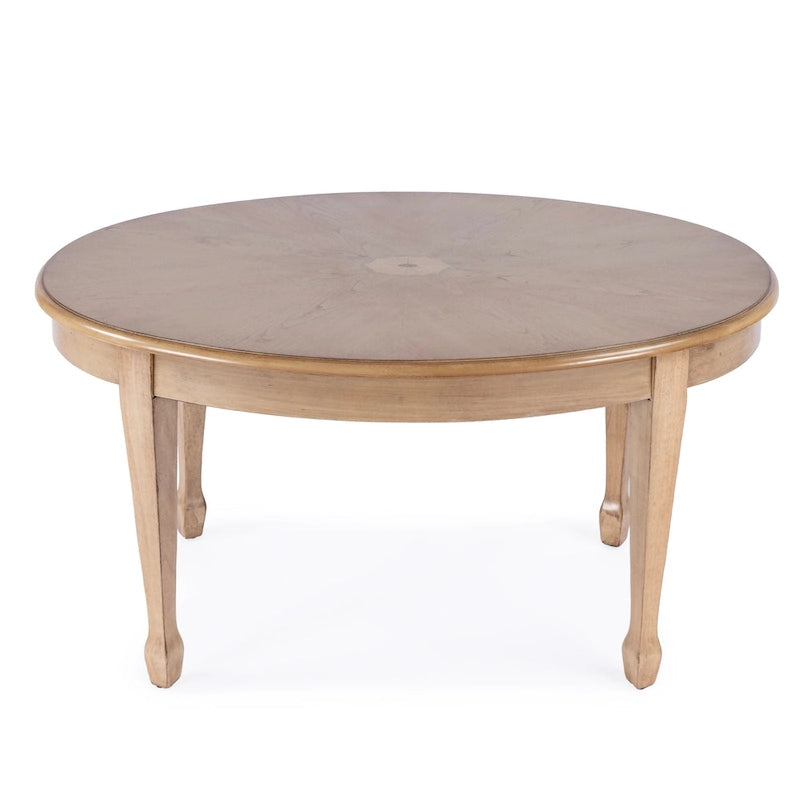 Table basse ovale 38" L, placage d'érable marqueté plissé, bois de peuplier, assemblage tenon-mortaise