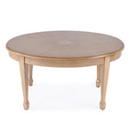 Table basse ovale 38" L, placage d'érable marqueté plissé, bois de peuplier, assemblage tenon-mortaise