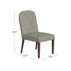 Chaise de salle à manger capitonnée à dossier arrondi, assise à ressorts sinueux, cadre en bois dur, 49,5 cm L x 91,4 cm H