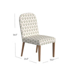 Chaise de salle à manger capitonnée à dossier arrondi, assise à ressorts sinueux, cadre en bois dur, 49,5 cm L x 91,4 cm H