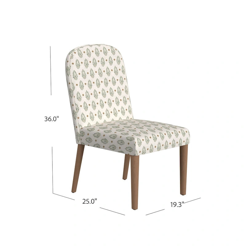 Chaise de salle à manger capitonnée à dossier arrondi, assise à ressorts sinueux, cadre en bois dur, 49,5 cm L x 91,4 cm H
