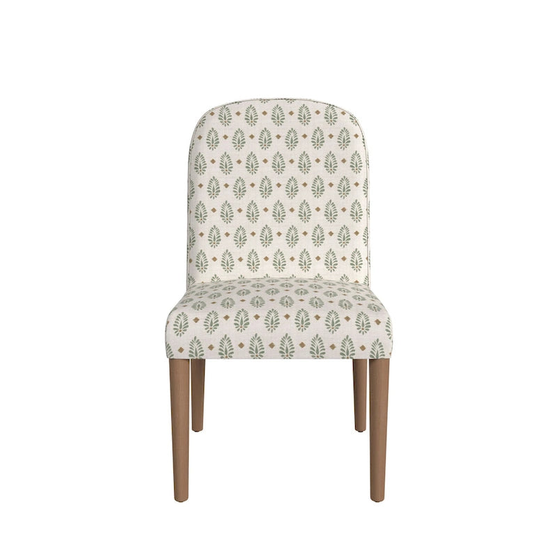 Chaise de salle à manger capitonnée à dossier arrondi, assise à ressorts sinueux, cadre en bois dur, 49,5 cm L x 91,4 cm H