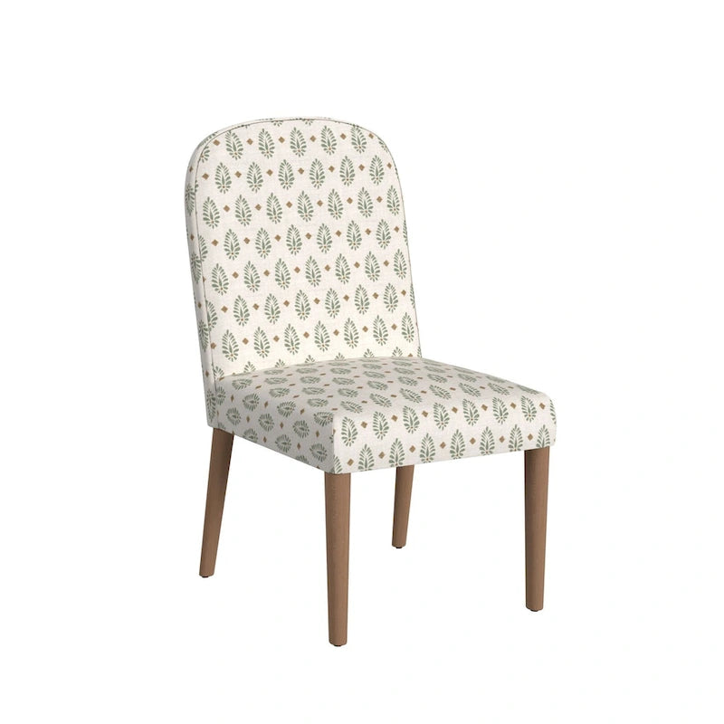 Chaise de salle à manger capitonnée à dossier arrondi, assise à ressorts sinueux, cadre en bois dur, 49,5 cm L x 91,4 cm H
