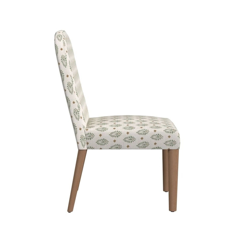 Chaise de salle à manger capitonnée à dossier arrondi, assise à ressorts sinueux, cadre en bois dur, 49,5 cm L x 91,4 cm H