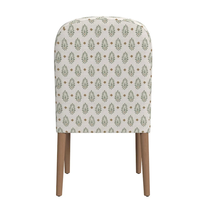 Chaise de salle à manger capitonnée à dossier arrondi, assise à ressorts sinueux, cadre en bois dur, 49,5 cm L x 91,4 cm H