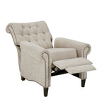 Fauteuil inclinable à pousser, 3 positions, mousse haute densité, dossier capitonné et garniture cloutée bronze, 136 kg