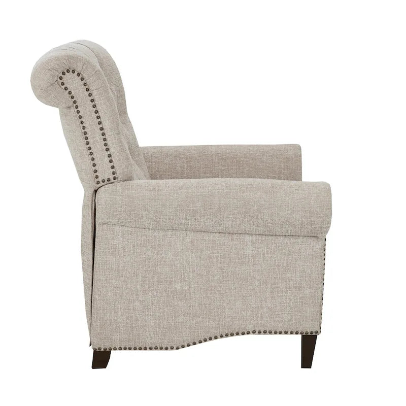 Fauteuil inclinable à pousser, 3 positions, mousse haute densité, dossier capitonné et garniture cloutée bronze, 136 kg