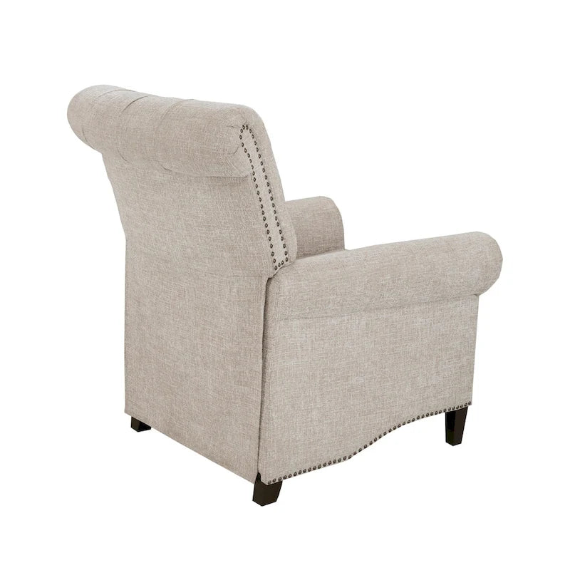 Fauteuil inclinable à pousser, 3 positions, mousse haute densité, dossier capitonné et garniture cloutée bronze, 136 kg