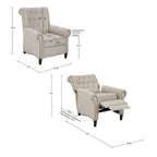 Fauteuil inclinable à pousser, 3 positions, mousse haute densité, dossier capitonné et garniture cloutée bronze, 136 kg