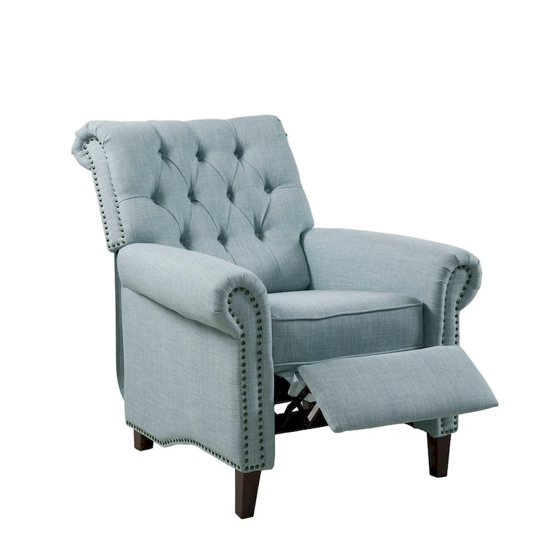 Fauteuil inclinable à pousser, 3 positions, mousse haute densité, dossier capitonné et garniture cloutée bronze, 136 kg