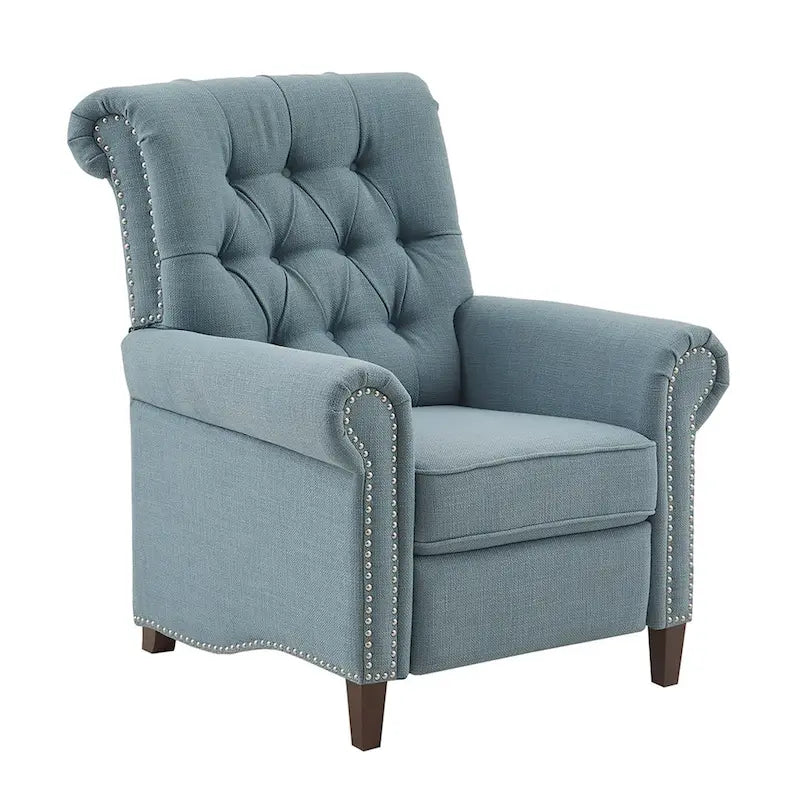 Fauteuil inclinable à pousser, 3 positions, mousse haute densité, dossier capitonné et garniture cloutée bronze, 136 kg