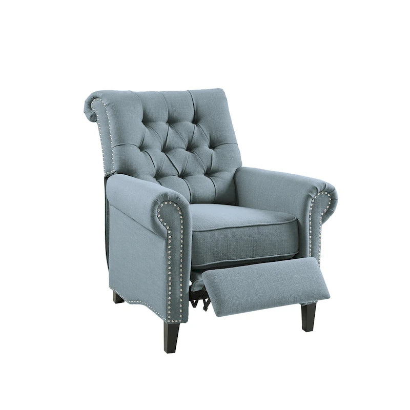 Fauteuil inclinable à pousser, 3 positions, mousse haute densité, dossier capitonné et garniture cloutée bronze, 136 kg