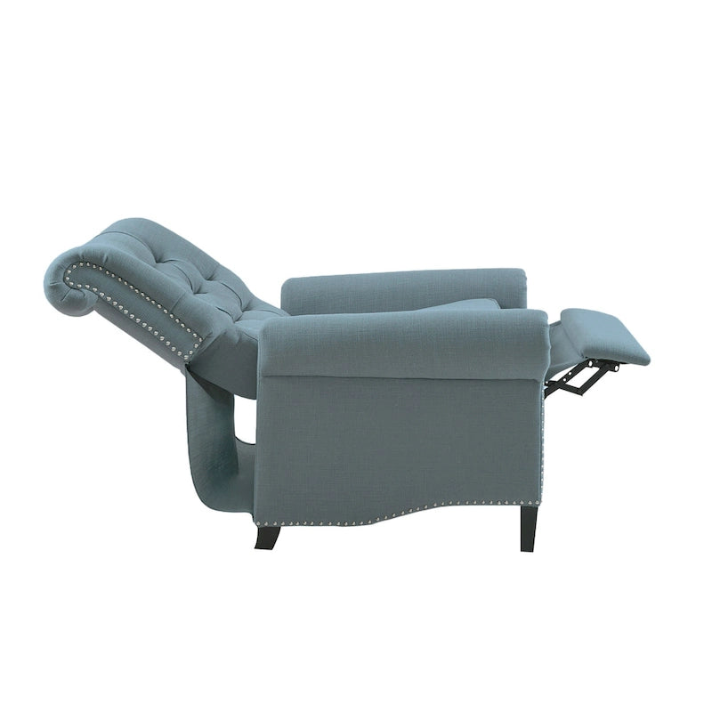 Fauteuil inclinable à pousser, 3 positions, mousse haute densité, dossier capitonné et garniture cloutée bronze, 136 kg