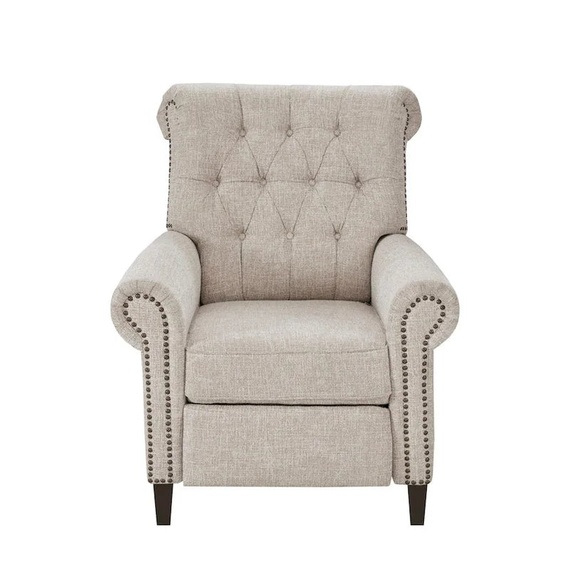 Fauteuil inclinable à pousser, 3 positions, mousse haute densité, dossier capitonné et garniture cloutée bronze, 136 kg