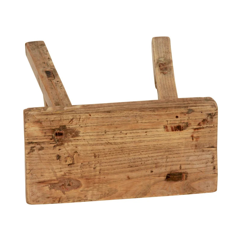 Mini tabouret vintage en bois recyclé 28 cm L x 13 cm l x 23 cm H, accent rustique fait main de ferme