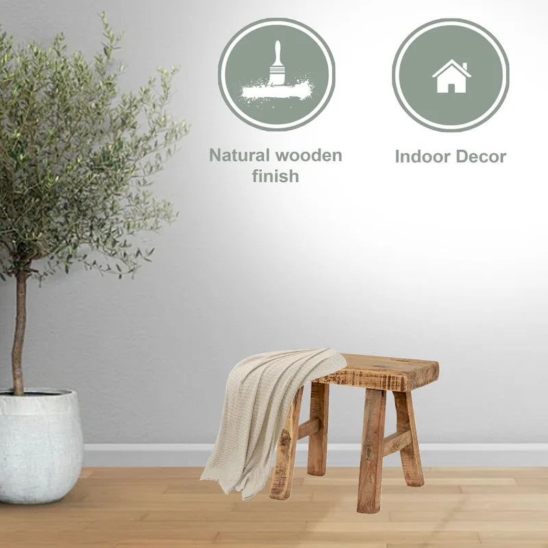Mini tabouret vintage en bois recyclé 28 cm L x 13 cm l x 23 cm H, accent rustique fait main de ferme