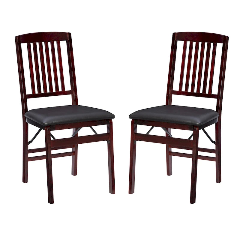 Deux chaises pliantes avec revêtement en similicuir