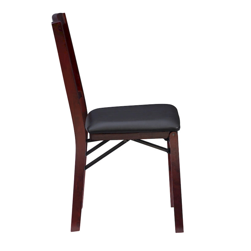Deux chaises pliantes avec revêtement en similicuir