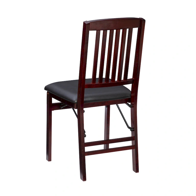 Deux chaises pliantes avec revêtement en similicuir
