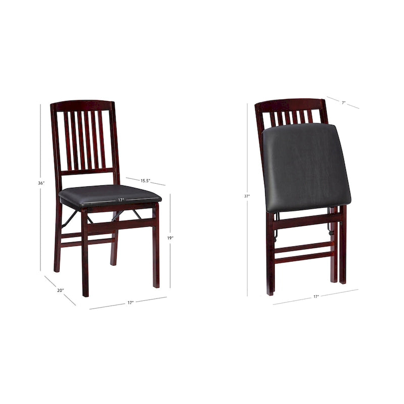 Deux chaises pliantes avec revêtement en similicuir
