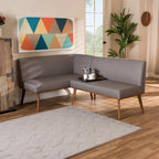Odessa Grey Fabric and Walnut Wood 2-PC Dining Nook Banquette Set