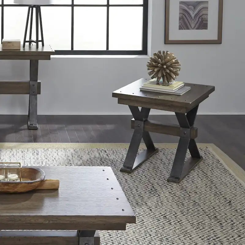 Ensemble de 3 tables basses Sonoma Road en bois vieilli et métal