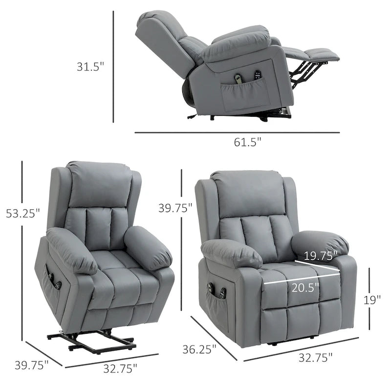 Fauteuil inclinable électrique réglable en hauteur en cuir PU