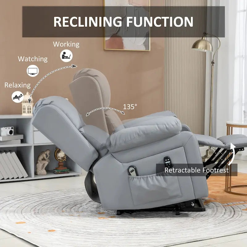 Fauteuil inclinable électrique réglable en hauteur en cuir PU