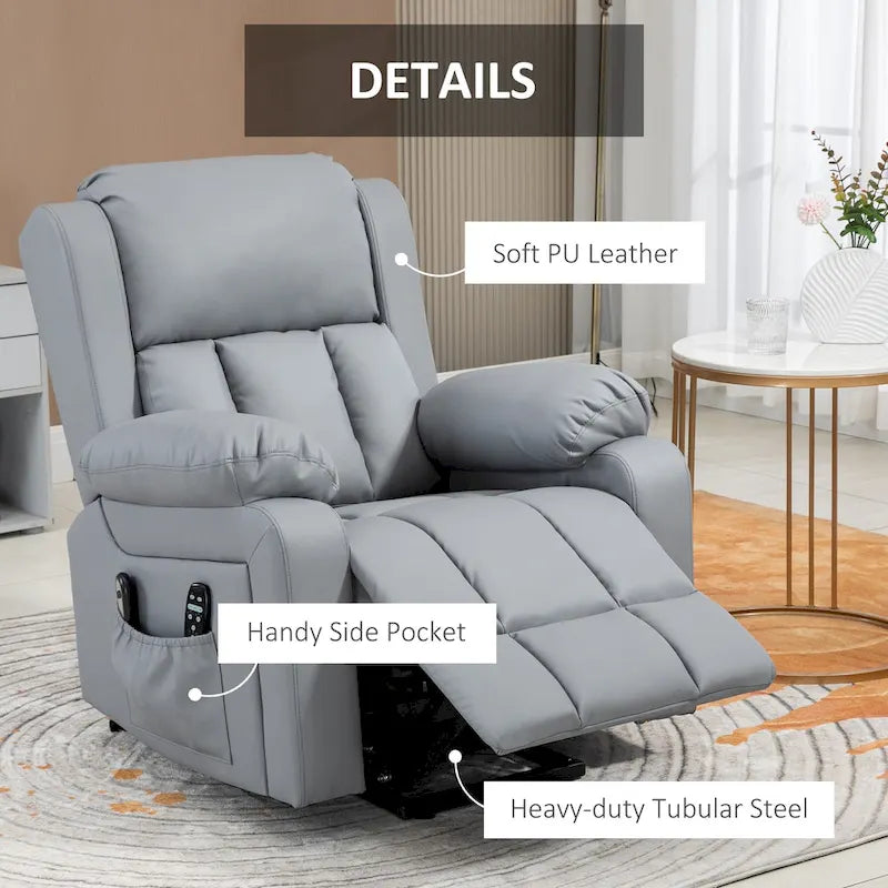 Fauteuil inclinable électrique réglable en hauteur en cuir PU