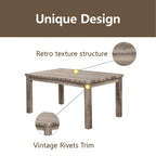 Ensemble de salle à manger 7 pièces de style ferme avec 6 chaises en lin, table rectangulaire en bois, moderne rustique