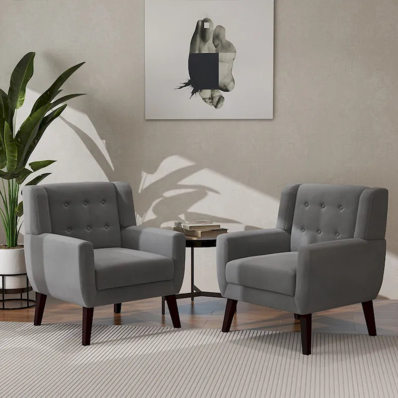 Fauteuil d'appoint moderne en velours, lot de 2
