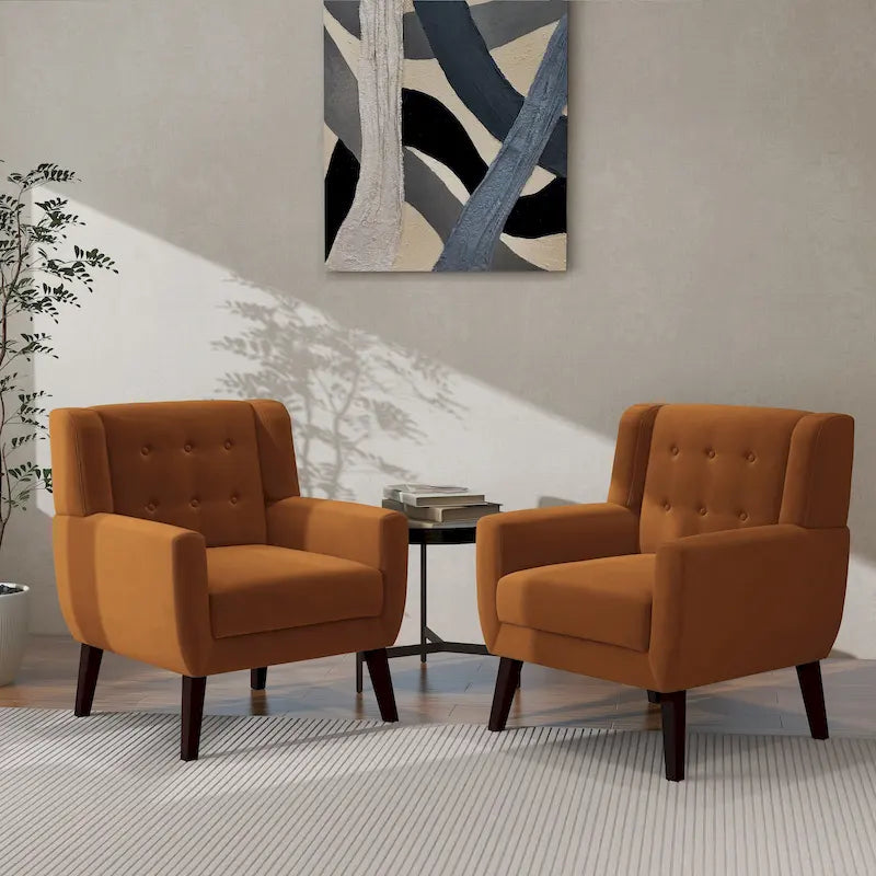 Fauteuil d'appoint moderne en velours, lot de 2