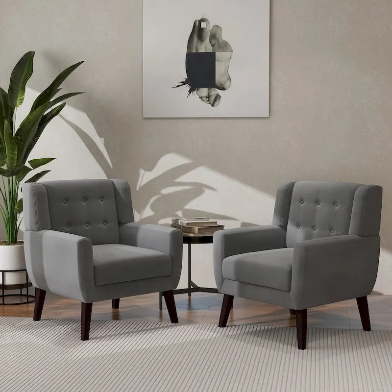 Fauteuil d'appoint moderne en velours, lot de 2