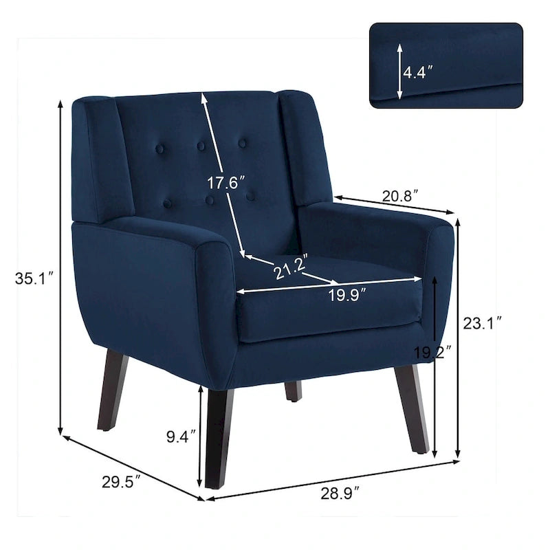 Fauteuil d'appoint moderne en velours, lot de 2