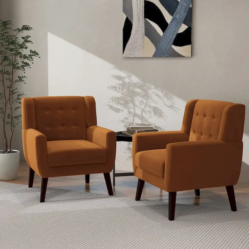 Fauteuil d'appoint moderne en velours, lot de 2