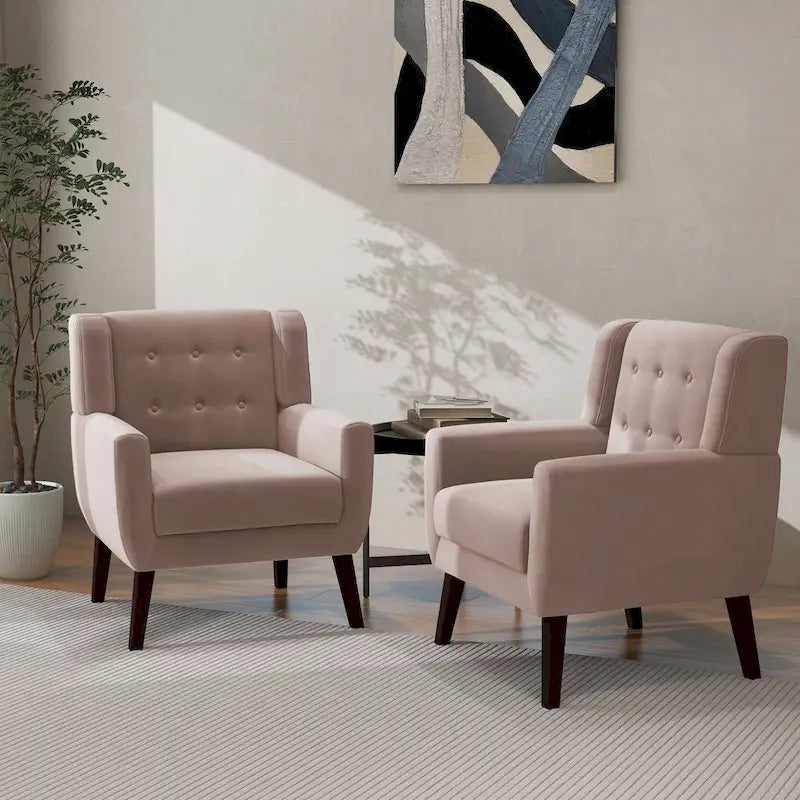 Fauteuil d'appoint moderne en velours, lot de 2
