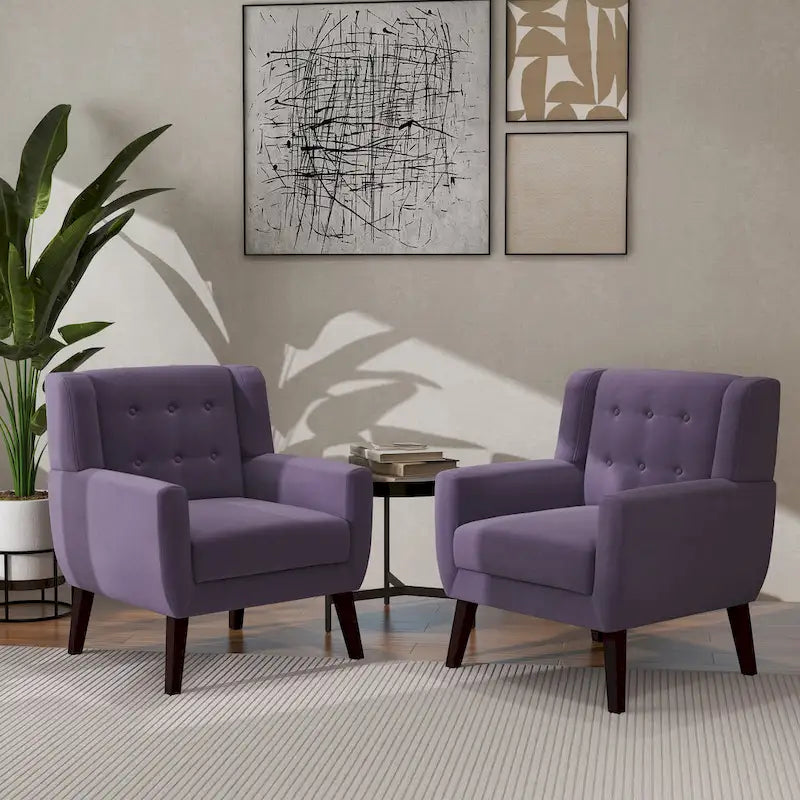 Fauteuil d'appoint moderne en velours, lot de 2