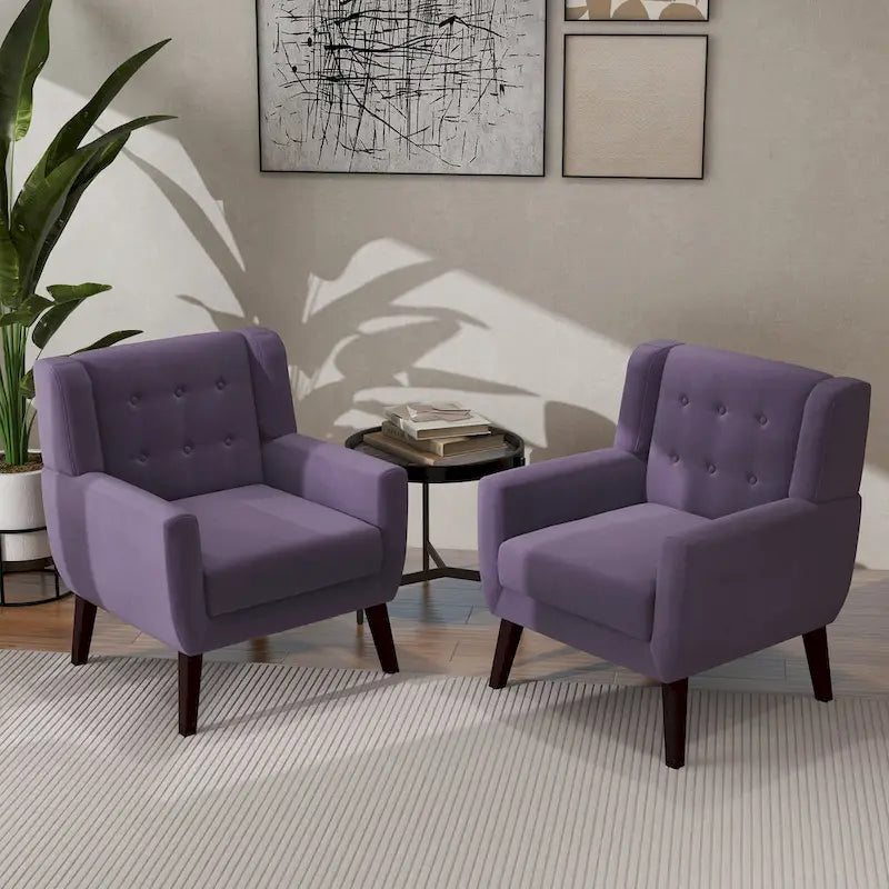 Fauteuil d'appoint moderne en velours, lot de 2