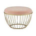 Pouf rond rembourré 71 cm de diamètre, rembourrage en mousse, base en métal thermolaqué doré, velours ou lin