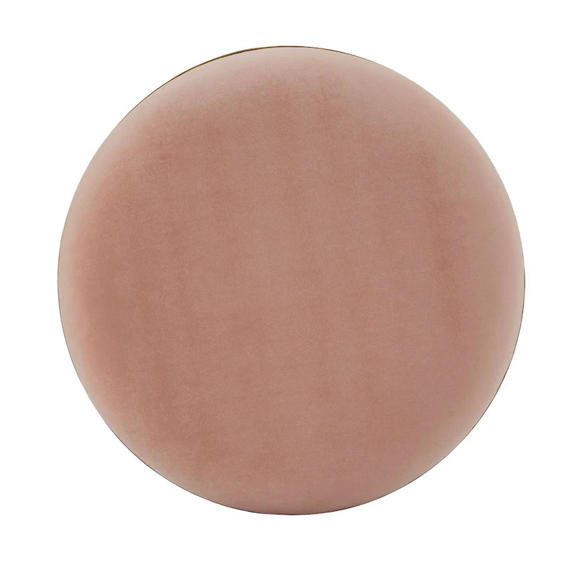 Pouf rond rembourré 71 cm de diamètre, rembourrage en mousse, base en métal thermolaqué doré, velours ou lin