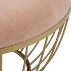 Pouf rond rembourré 71 cm de diamètre, rembourrage en mousse, base en métal thermolaqué doré, velours ou lin