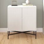 Meuble de rangement d'appoint 28" avec étagère réglable, gestion des câbles et portes en PVC, grain de bois MDF