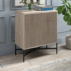 Meuble de rangement d'appoint 28" avec étagère réglable, gestion des câbles et portes en PVC, grain de bois MDF